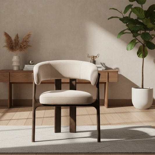 Gallery Direct Onda Dining Chair crafted  in a contemporary Italian design from solid oak wood and veneers in a charcoal brown finish, with a natural coloured upholstered seat and backrest