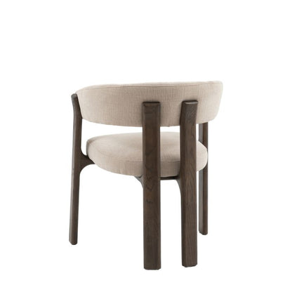 Gallery Direct Onda Dining Chair in Natural linen upholstery with a dark solid wood frame