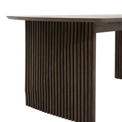 Gallery Direct Onda Extending Dining Table features slatted oak wood legs and sleek extending rectangular table top 