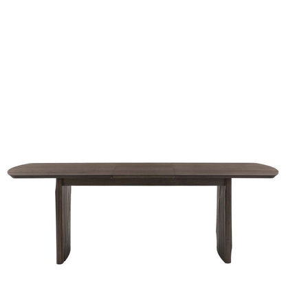 Gallery Direct Onda Rectangular Extending Dining Table with charcoal brown sleek wooden table top and slatted wave legs