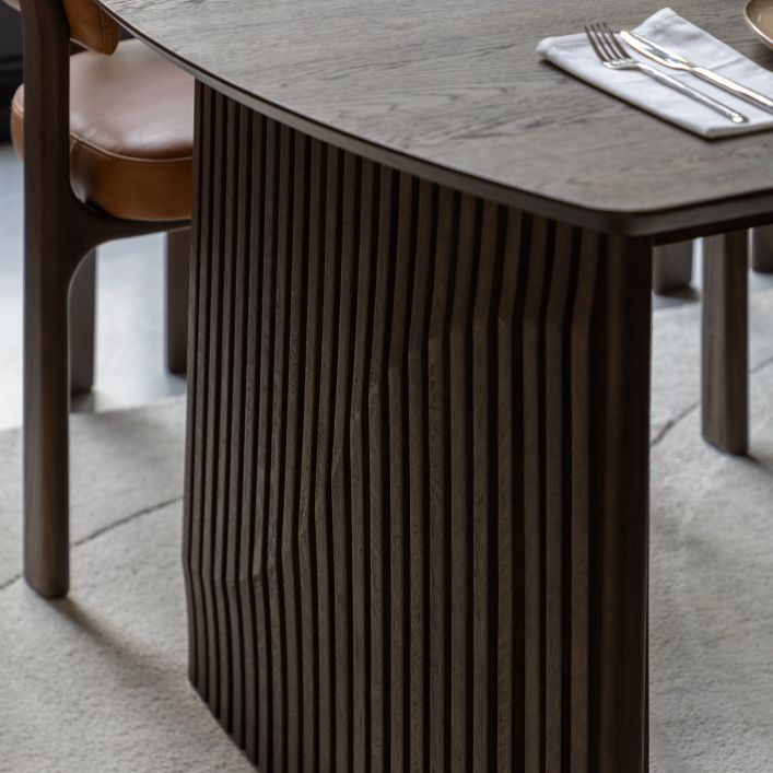 Gallery Direct Onda Extending Dining Table with slatted wave wooden legs and rectangular table top 