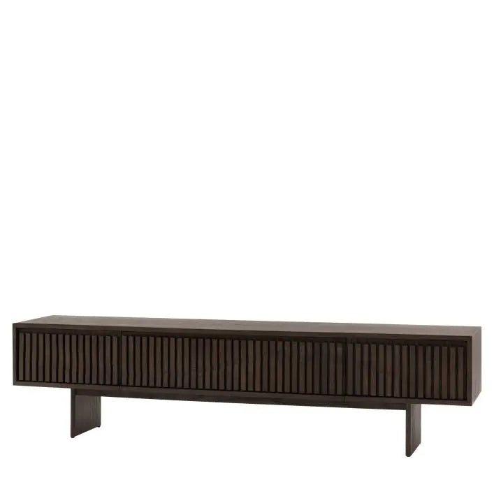 Gallery Direct Onda Media Unit is an Italian inspired piece with slatted wave detailing to the front cupboard doors in a rich charcoal brown colour