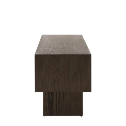 Gallery Direct Onda Media Unit is made from charcoal brown coloured solid oak and veneer woods