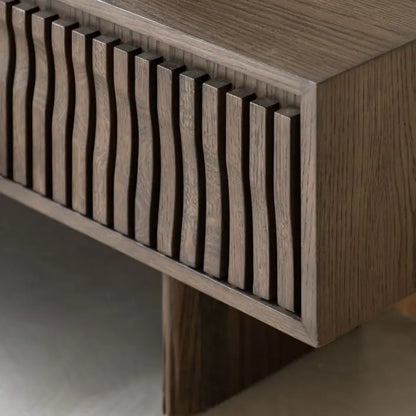 Gallery Direct Onda Media Unit features an Italian inspired design with slatted wave features to the cabinet drawer fronts