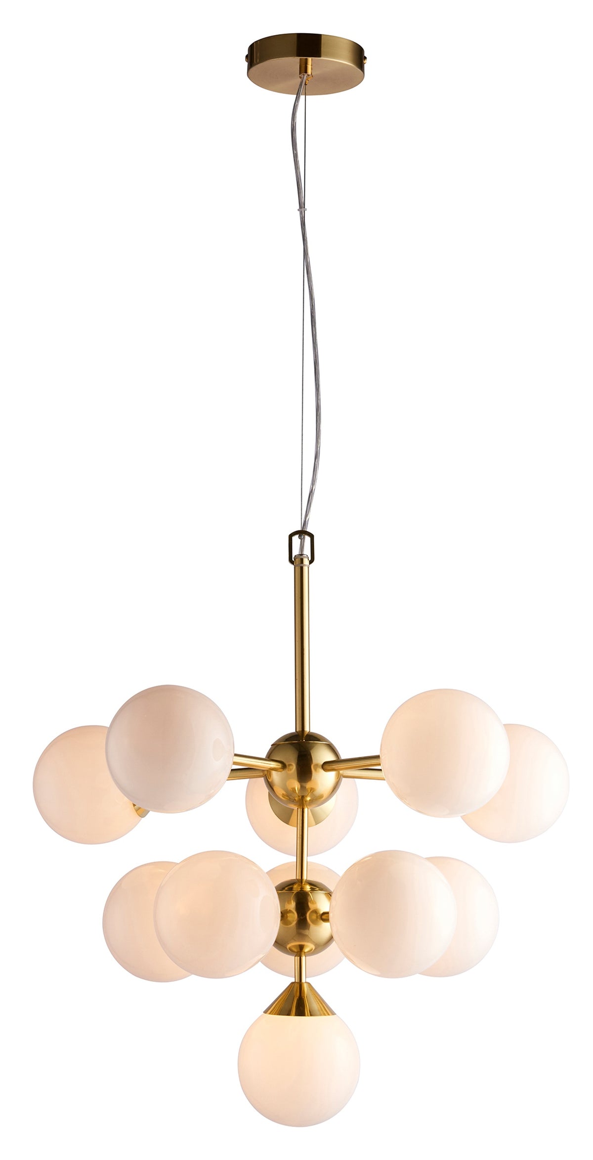 Gallery Direct Oscar 11 Pendant Light Brushed Gold, complete product view on a white background