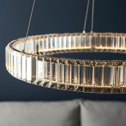 Gallery Direct Ousden Round Pendant Light Chrome, close-up of the finish and design