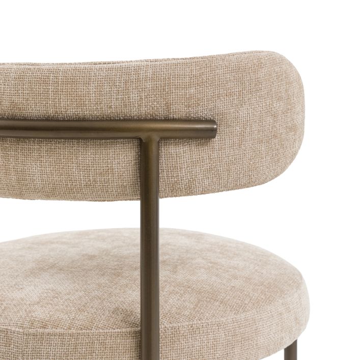 Gallery Direct Aveley Dining Chairs in Natural toned soft upholstery with a bronzed iron frame