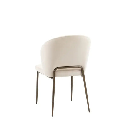 Gallery Direct Pair of Cosenza Dining Chairs in Vanilla coloured upholstery with bronzed metal legs