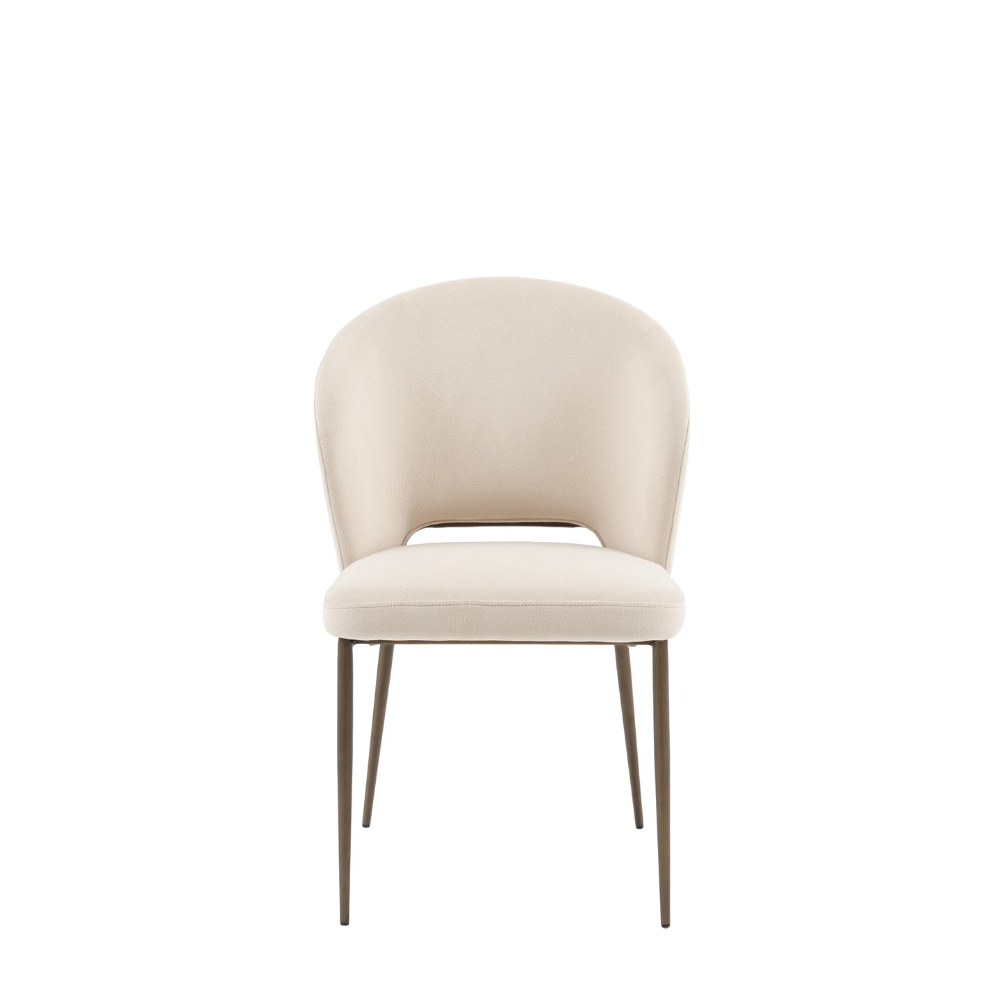 Gallery Direct Pair of Cosenza Dining Chairs in a soft Vanilla colour with bronze metal legs