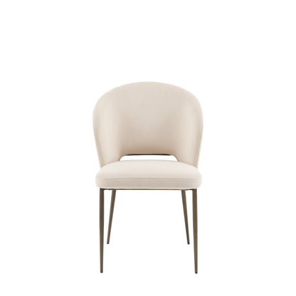 Gallery Direct Pair of Cosenza Dining Chairs in a soft Vanilla colour with bronze metal legs