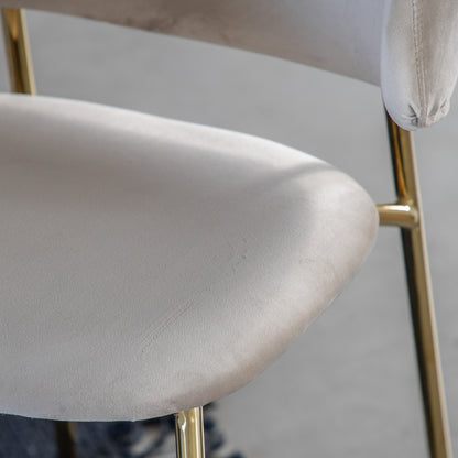 Gallery Direct Pair of Whitehall Dining Chairs in Taupe Velvet with a golden metal frame