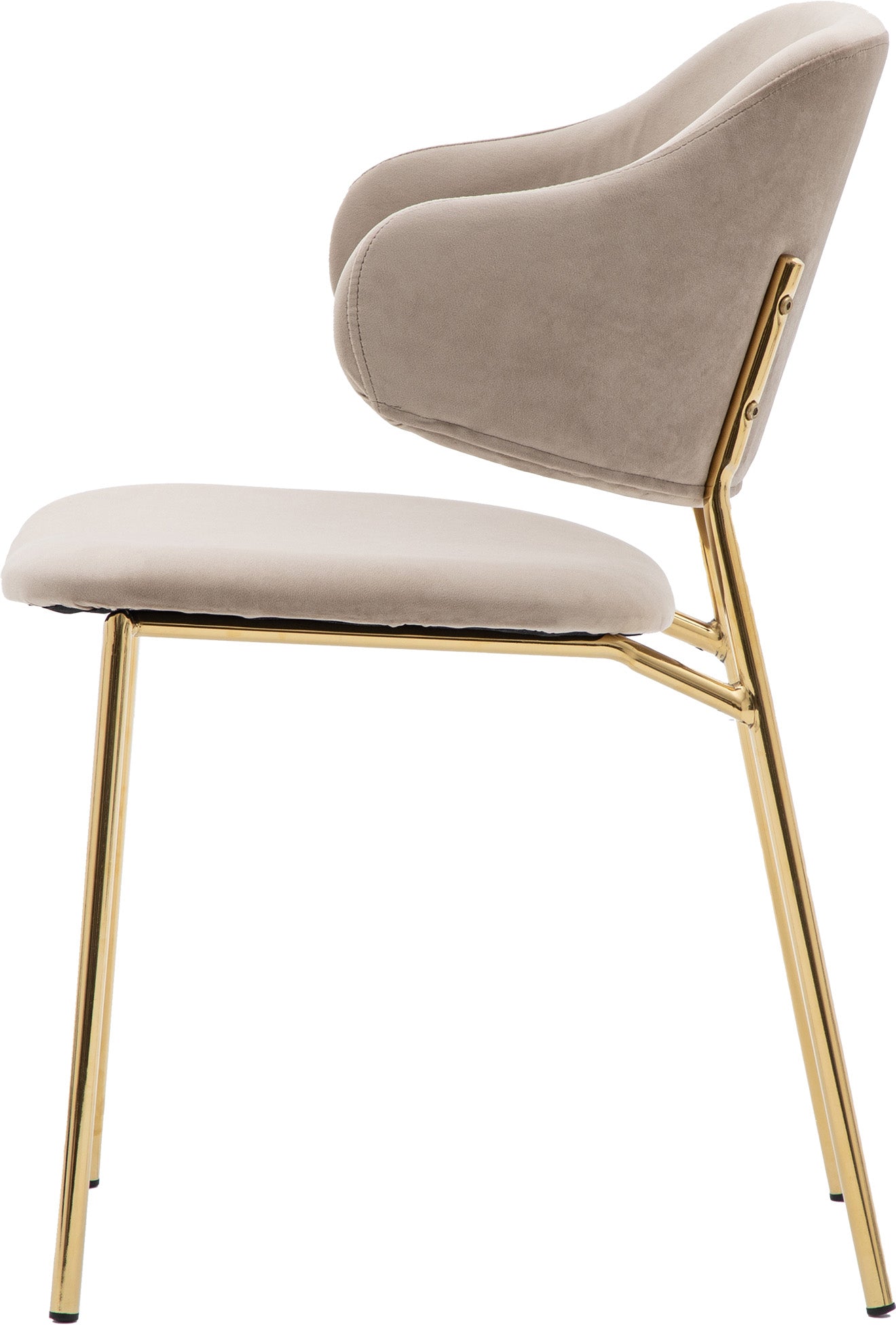 Gallery Direct Pair of Taupe Velvet Whitehall Dining Chairs with a slim golden coloured frame