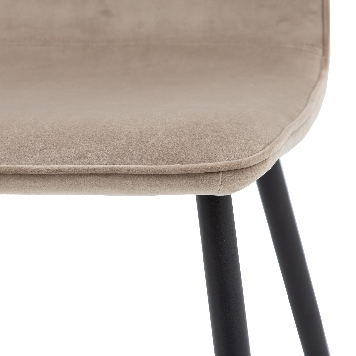 Gallery Direct Pair of Widdicombe Dining Chairs in a Taupe soft velvet style upholstery with black metal legs