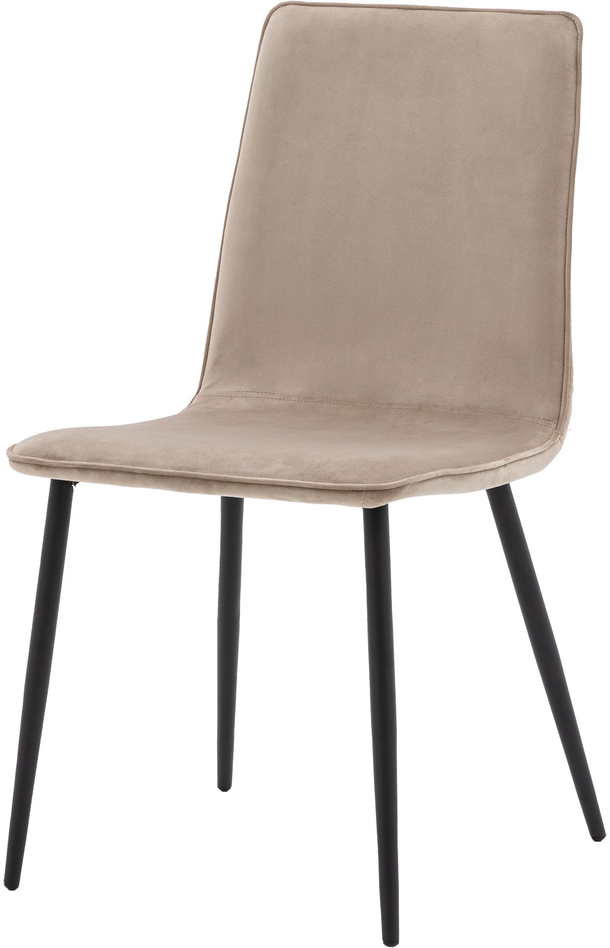 Gallery Direct Pair of Widdicombe Dining Chairs in Taupe upholstery with refined line stitching and black metal legs
