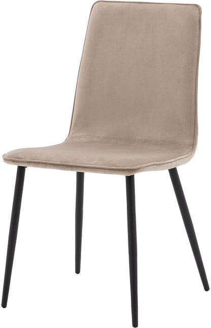 Gallery Direct Pair of Widdicombe Dining Chairs in Taupe upholstery with refined line stitching and black metal legs