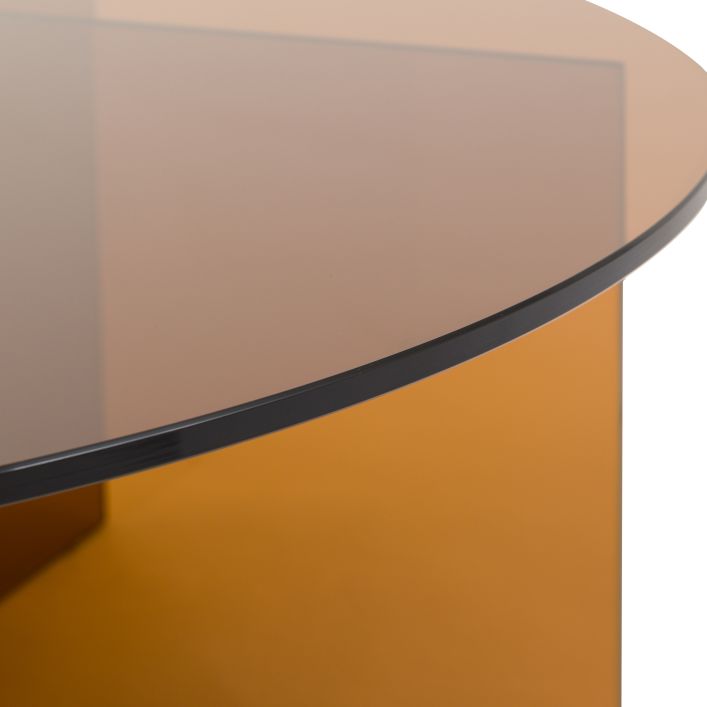 Gallery Direct Parioli Glass Coffee Table has a round toughened glass table top in a Bronze colour