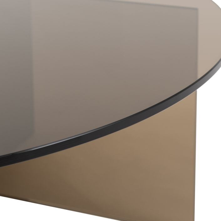 Gallery Direct Parioli Glass Coffee Table in Charcoal has a round toughened glass table top and matching base