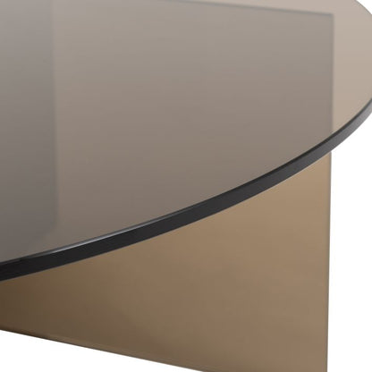 Gallery Direct Parioli Glass Coffee Table in Charcoal has a round toughened glass table top and matching base