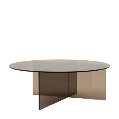 Gallery Direct Parioli Round Glass Coffee Table in a Charcoal brown coloured toughened glass
