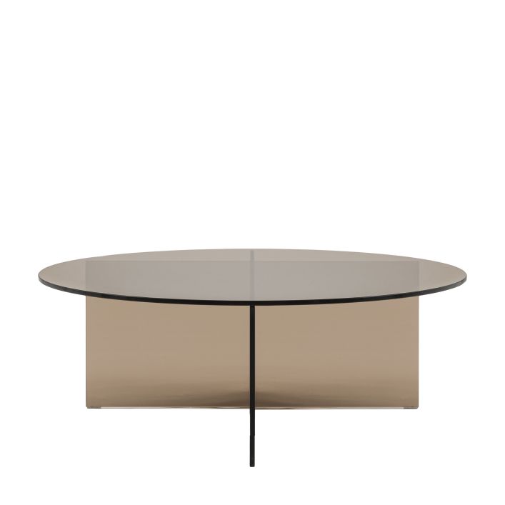 Gallery Direct Parioli Round Glass Coffee Table in Charcoal brown colour