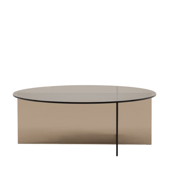 Gallery Direct Parioli Round Coffee Table in Charcoal brown coloured toughened glass