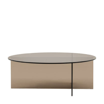Gallery Direct Parioli Round Coffee Table in Charcoal brown coloured toughened glass