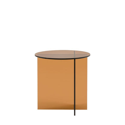 Gallery Direct Parioli Glass Side Table in Bronze toned toughened glass with a round table top and cross legged base