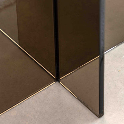 Gallery Direct Parioli Glass Side Table in Charcoal toned toughened glass, with crossed legged base and a round table top