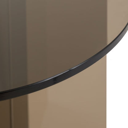 The Gallery Direct Parioli Round Side Table features a toughened glass table top in a Charcoal tone, with matching legs