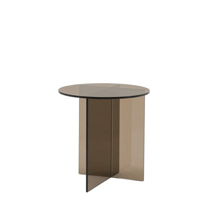 Gallery Direct Parioli Glass Side Table in Charcoal toned toughened glass and matching cross legged base