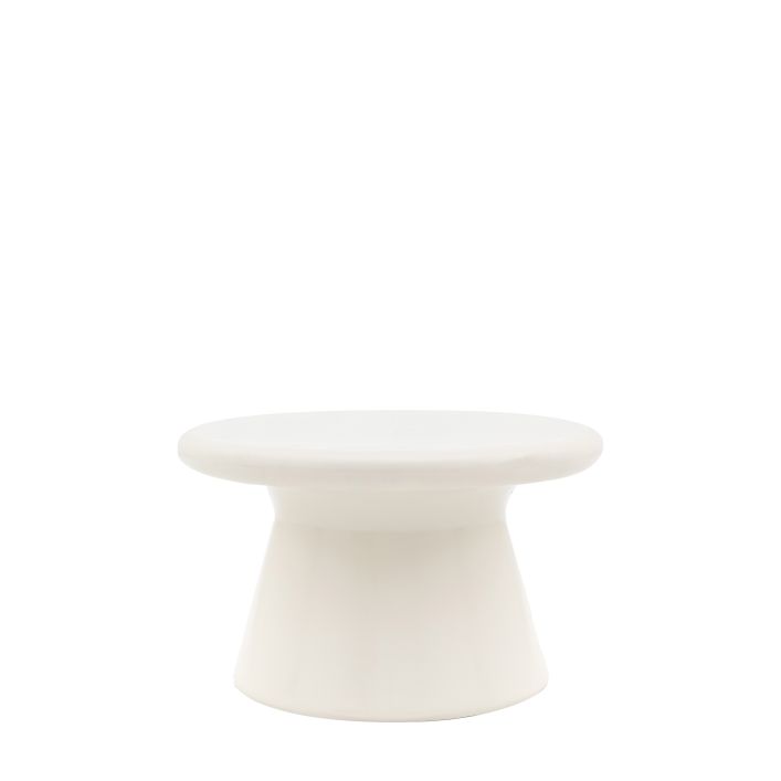 Gallery Direct Pavia Coffee Table in Cream, made from GRC moulded technology to create a modern, smooth curved form and contemporary gloss finish