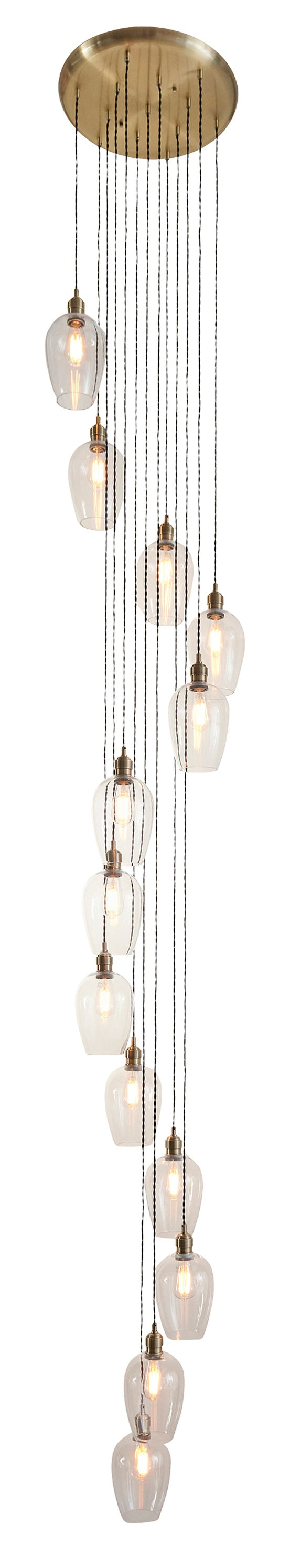 Gallery Direct Polaris 13 Pendant Light Antique Brass, complete product view on a white background