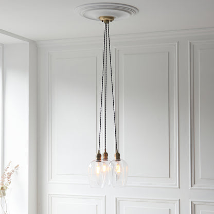 Gallery Direct Polaris 3 Cluster Pendant Light Antique Brass, styled in a room setting