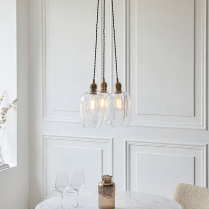 Gallery Direct Polaris 3 Cluster Pendant Light Antique Brass, styled in a room setting