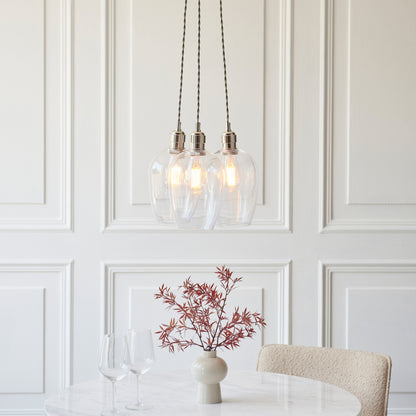 Gallery Direct Polaris 3 Cluster Pendant Light Bright Nickel, styled in a room setting
