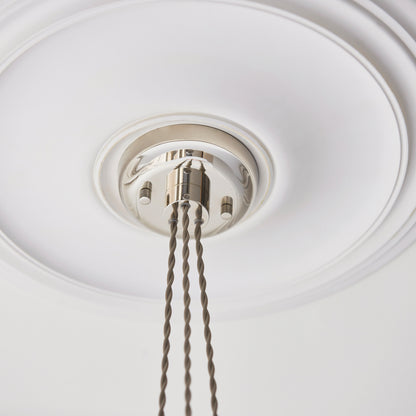 Gallery Direct Polaris 3 Cluster Pendant Light Bright Nickel, close-up of the finish and design