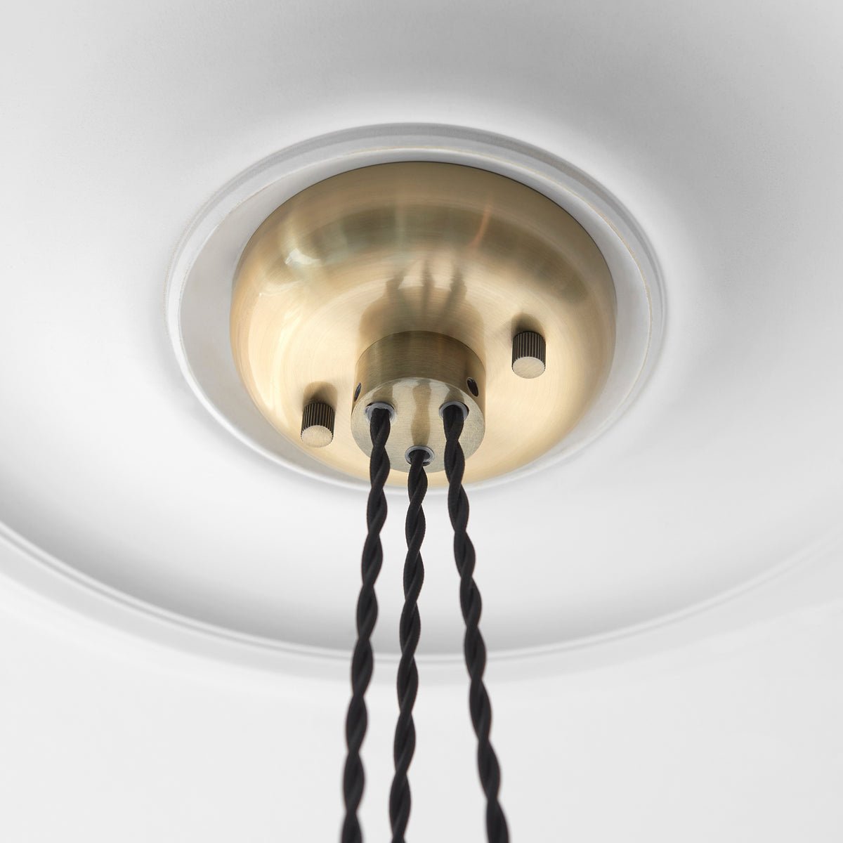 Gallery Direct Polaris 3 Ribbed Cluster Pend Light Antique Brass, close-up of the finish and design