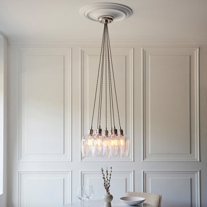 Gallery Direct Polaris 7 Cluster Pendant Light Bright Nickel, styled in a room setting