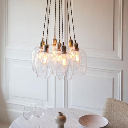 Gallery Direct Polaris 7 Cluster Pendant Light Bright Nickel, styled in a room setting