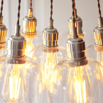 Gallery Direct Polaris 7 Cluster Pendant Light Bright Nickel, close-up of the finish and design