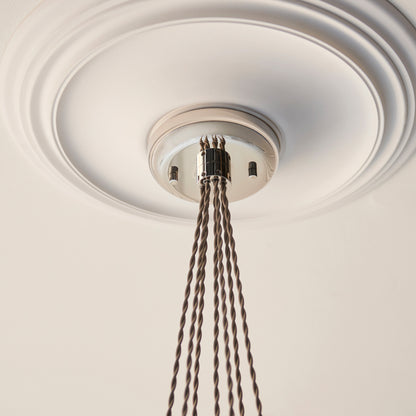 Gallery Direct Polaris 7 Cluster Pendant Light Bright Nickel, close-up of the finish and design