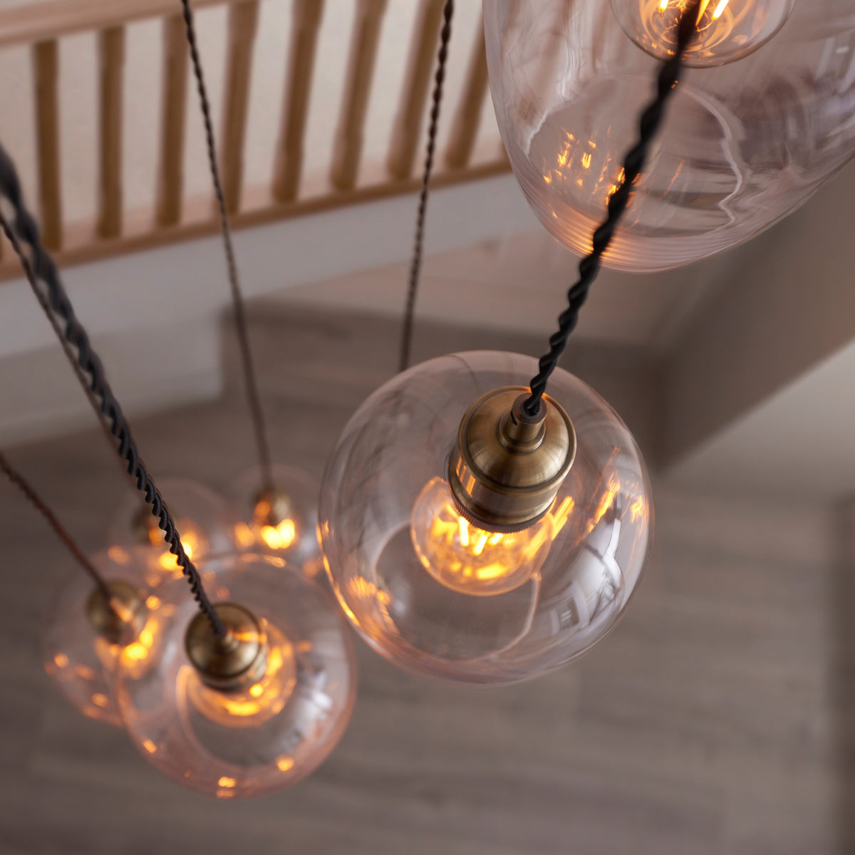 Gallery Direct Polaris 7 Pendant Light Antique Brass, close-up of the finish and design