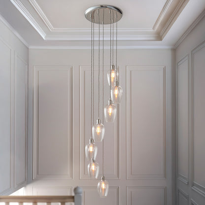 Gallery Direct Polaris 7 Pendant Light Bright Nickel, styled in a room setting