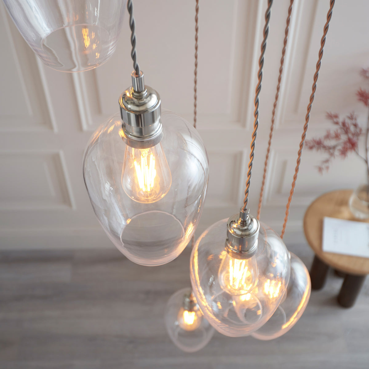 Gallery Direct Polaris 7 Pendant Light Bright Nickel, close-up of the finish and design