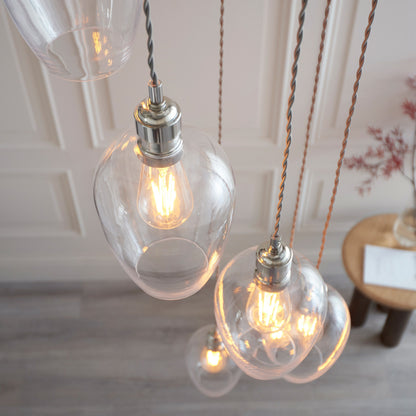 Gallery Direct Polaris 7 Pendant Light Bright Nickel, close-up of the finish and design