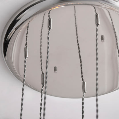 Gallery Direct Polaris 7 Pendant Light Bright Nickel, close-up of the finish and design