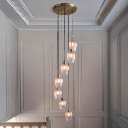 Gallery Direct Polaris 7 Ribbed Pendant Light Antique Brass, styled in a room setting