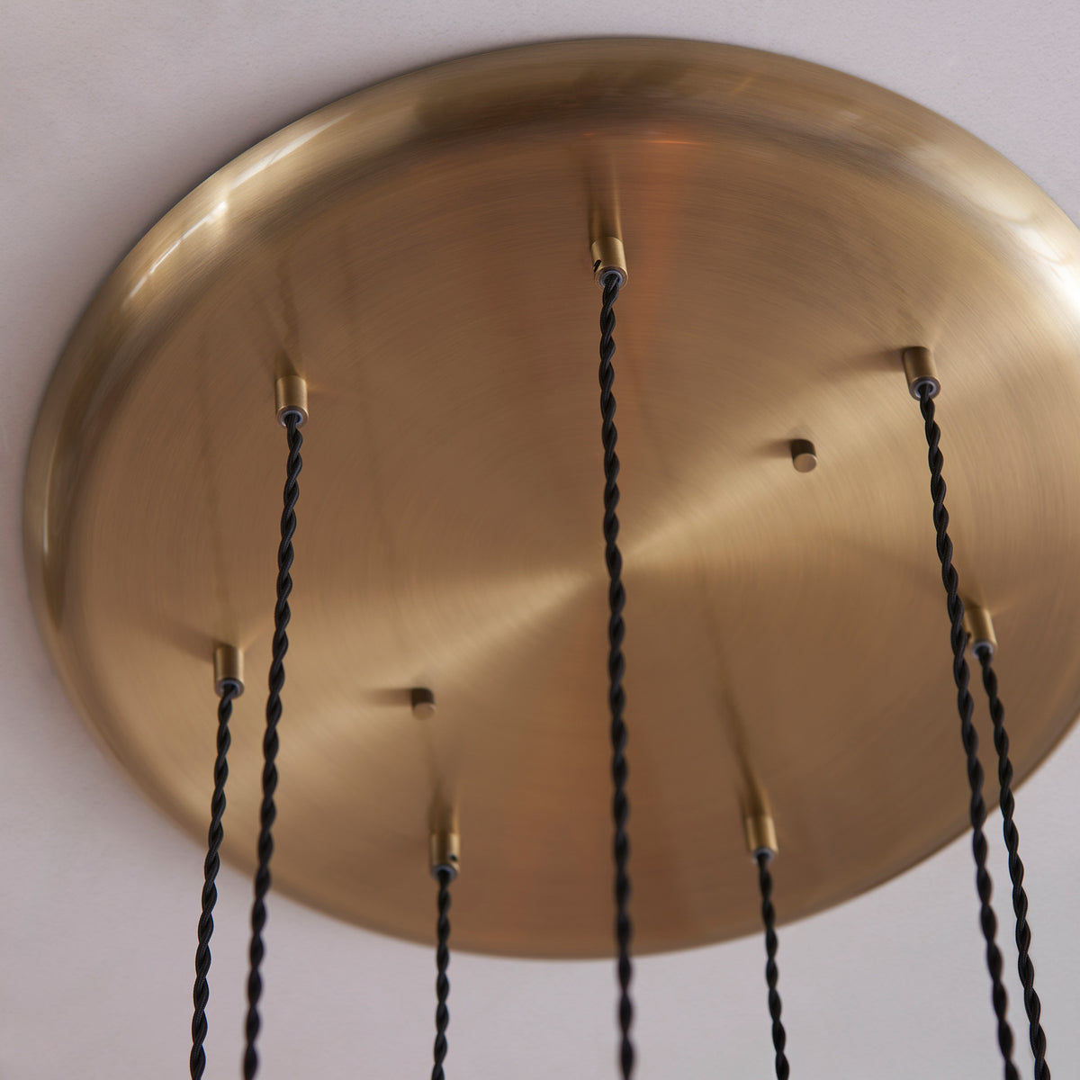 Gallery Direct Polaris 7 Ribbed Pendant Light Antique Brass, close-up of the finish and design