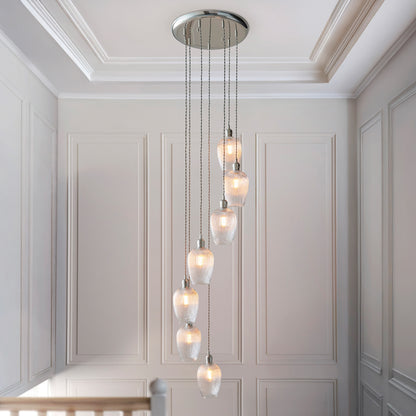 Gallery Direct Polaris 7 Ribbed Pendant Light Bright Nickel, styled in a room setting