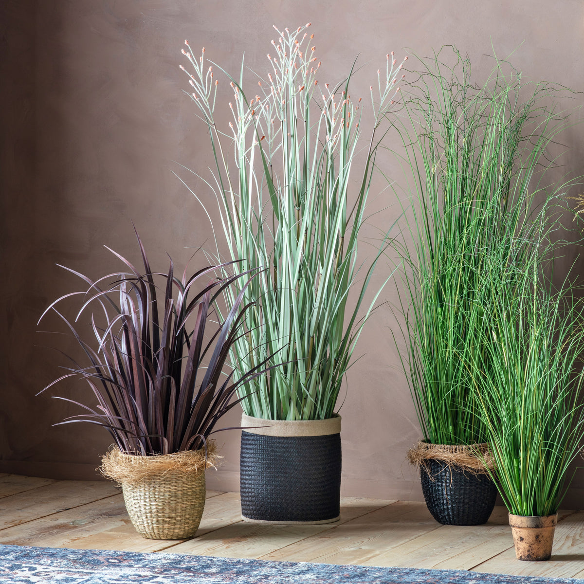 Gallery Direct Potted Grass with 9 Heads Green and Russet Large, styled in a supplier lifestyle setting